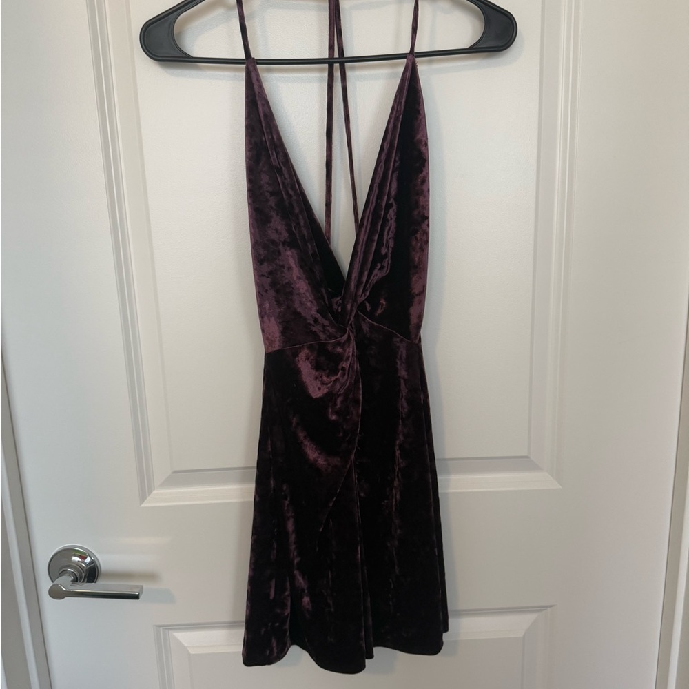Zara Velvet mini dress in Deep Purple